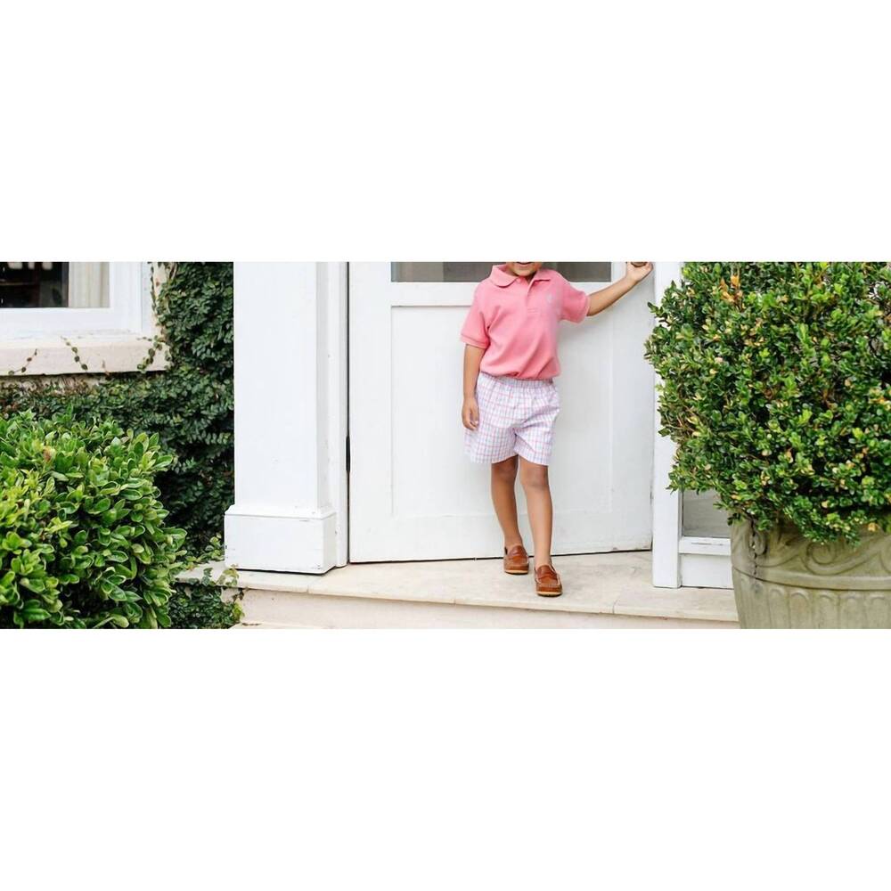 NEW THE BEAUFORT BONNET COMPANY kid's shelton shorts in coral chandler check/bea